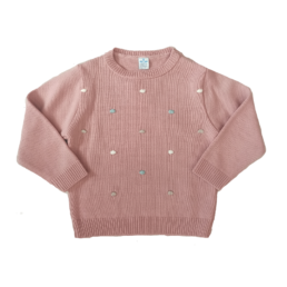 Maglione rosa cipria pois bambina