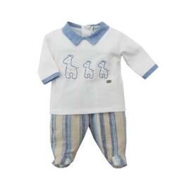 Completo clinico neonato beige/azzurro righe Ninnaoh
