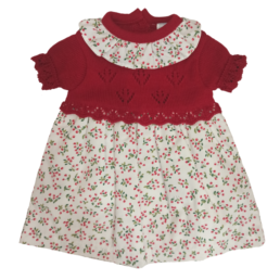Vestito neonata maglia rosso ciliegie