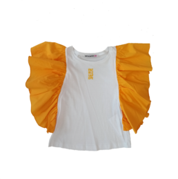 T-shirt bianca arancio rouches bambina Patrizia Pepe