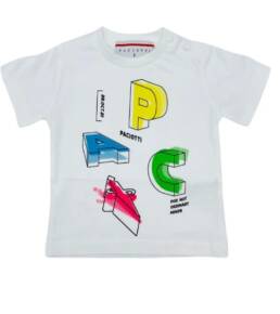 T-shirt bianca bambino lettere colorate Paciotti